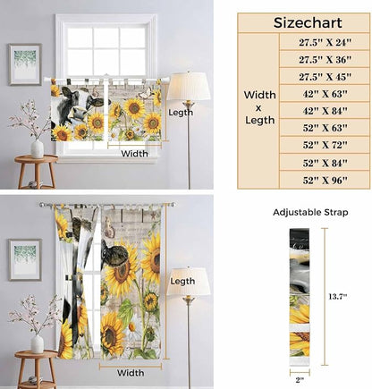 Yellow Sunflowers Living Room Curtains 96 Inch Length, Window Curtains Tab Top - Image 8
