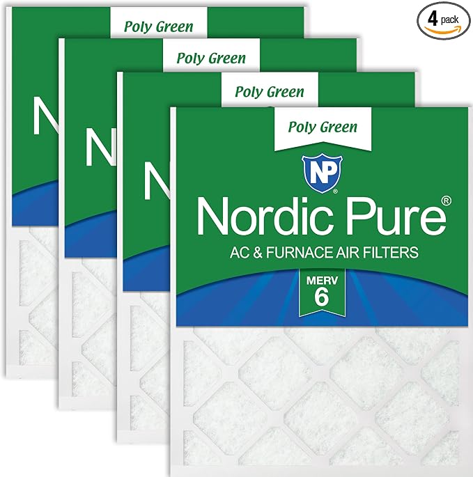 Nordic Pure 24x24x1 Poly Green MERV 6 AC Furnace Air Filters – Reduces Dust by NordicPure