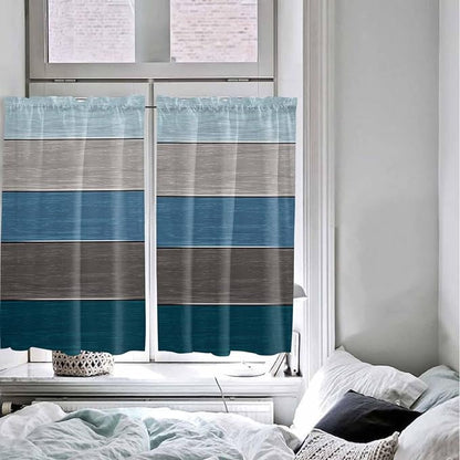 Retro Farm Blue Gray Wood Grain Window Valance Curtains, Rustic Wooden Plank - Image 7