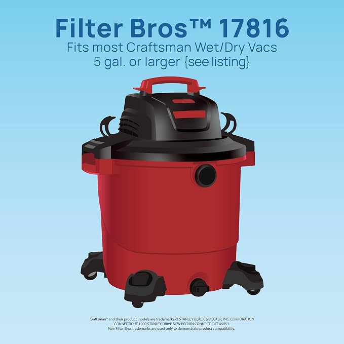 Filter Bros 17816 Red Stripe Replacement Fits Craftsman Shop Vacuums 5 Gal Plus - Image 3