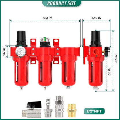 Industrial Grade Three-Stage Air Drying System, 0-150 PSI, 1/2 Inch NPT - Image 2