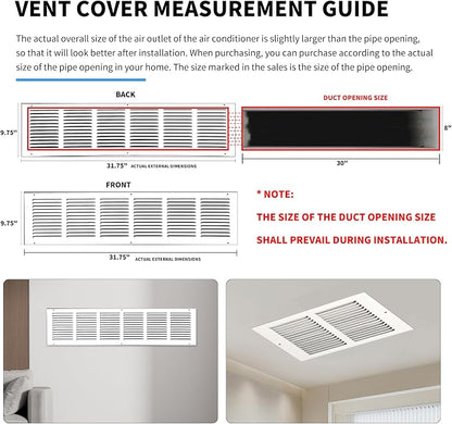 30x8 Return Air Grille, Air Return Vent Cover, Flat Vent Cover, Rejillas De - Image 4