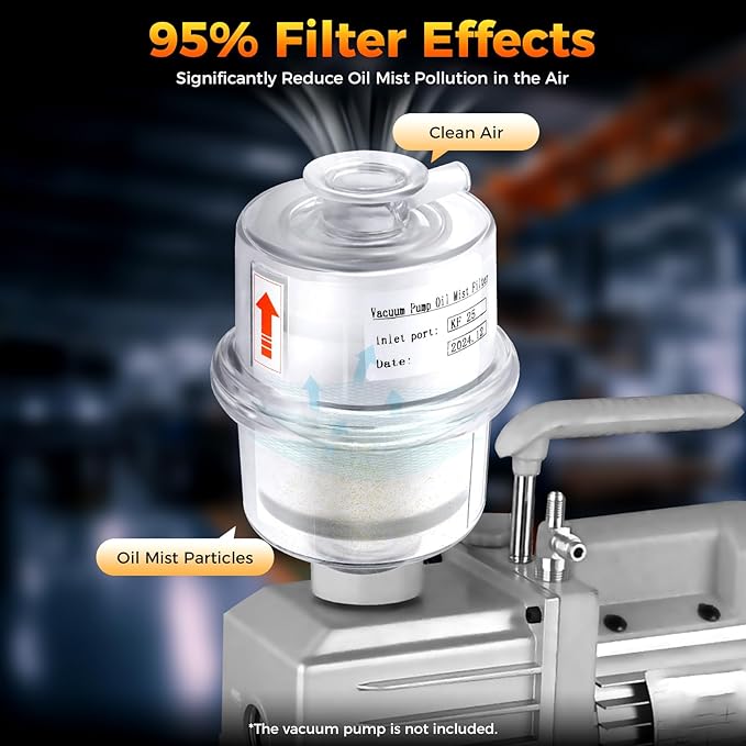 KF25 Oil Mist Filter, Vacuum Pump Fume Separator Exhaust Filter, Interface - Image 2