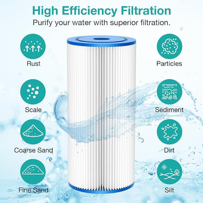 SimPure 10"x4.5" Pleated Sediment Water Filter, 20 Micron Whole House Water - Image 2