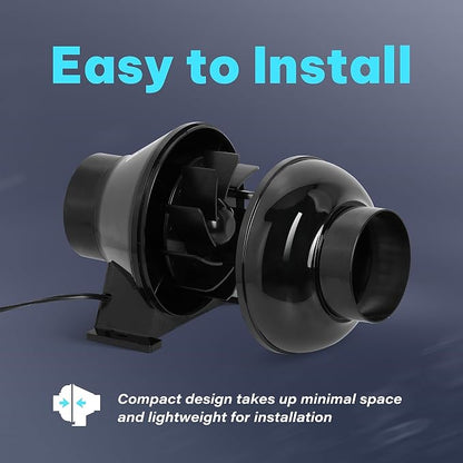iPower 4 Inch 195 CFM Inline Duct Grow Tent Air Vent Exhaust Booster Blower - Image 5