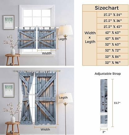 Farmhouse Wood Grain Kitchen Curtains 24 Inch Length, Small Window Curtains Tab - Image 8