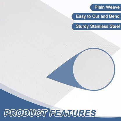 uxcell 250 Mesh 39" x 12" Woven Wire Mesh, 304 Stainless Steel Air Vent Filter - Image 3