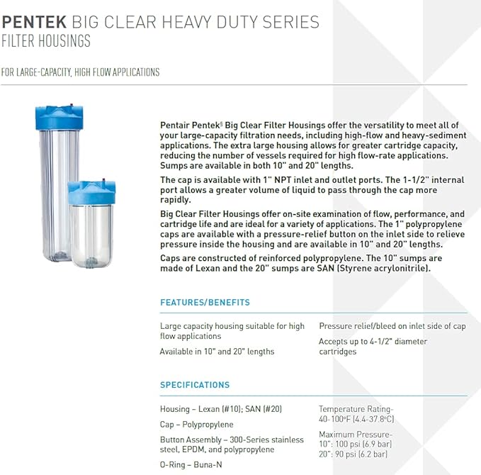 Pentair Pentek 166201 Big Clear Filter Housing - Image 2