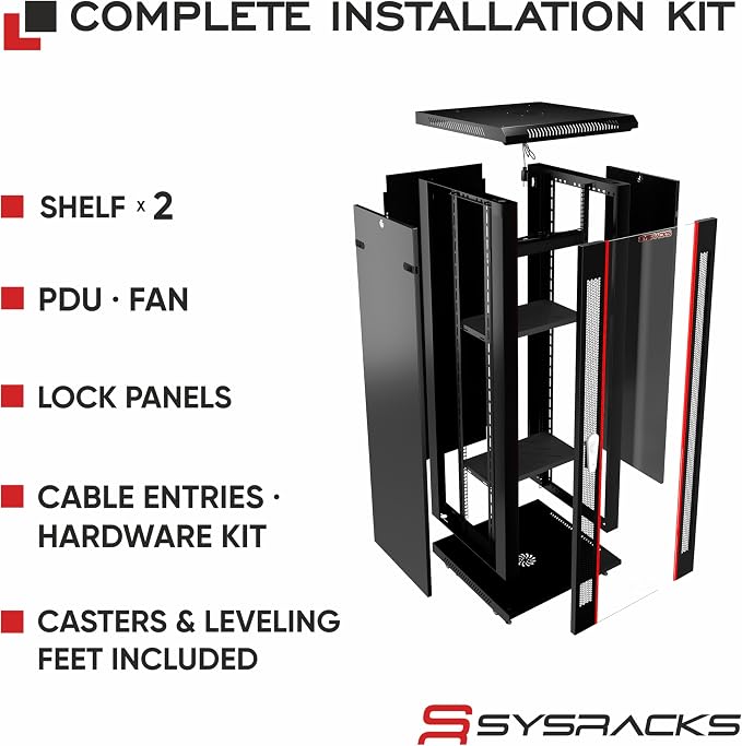 Sysracks 18U Wall Mount Server Rack Cabinet, 19” Locking Network Rack, 24” Deep - Image 4