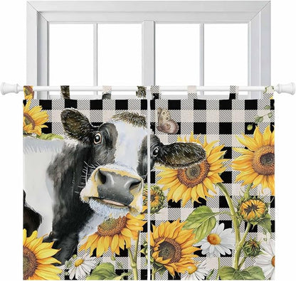 Retro Sunflowers Bedroom Curtains 63 Inch Length, Window Curtains Tab Top by Unknown