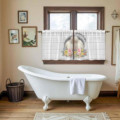 Easter Bunny Kitchen Tier Curtains 24 Inch Long 2 Panel Set, Rod Pocket Cafe - Image 5