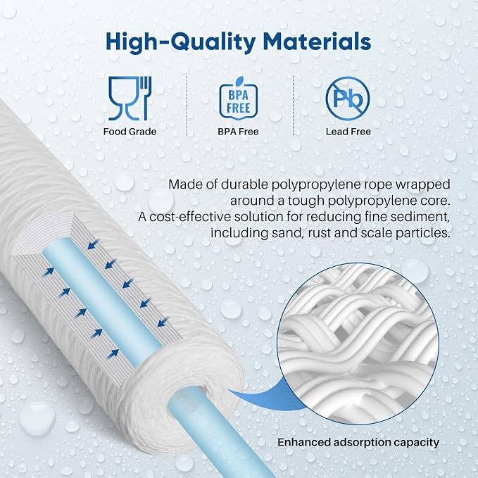 PUREPLUS 5 Micron 4.5" x 20" Whole House String Wound Sediment Filter - Image 6