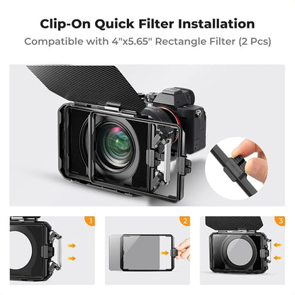 K&F CONCEPT Mini Matte Box +Black Mist 1/4 Filter Kit, DSLR Camera Matte Box - Image 6
