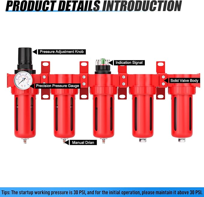 1/2" NPT Industrial Grade 5 Stage Aluminum Air Drying System, Double Coalescing - Image 5