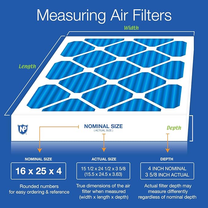 Nordic Pure 16x25x4 Pleated Air Filters MERV 7 Plus Carbon 2 Pack - Image 2
