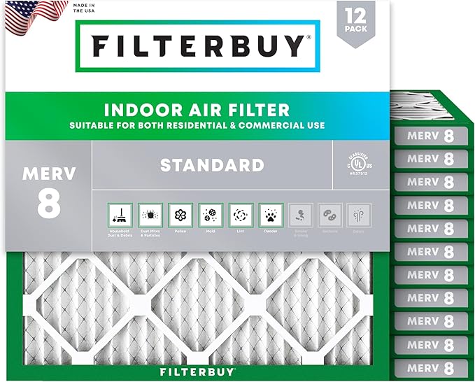 Filterbuy 19x19x1 Air Filter MERV 8 Essential Dust & Allergy Defense, by Filterbuy