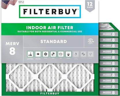 Filterbuy 13.25x13.25x1 Air Filter MERV 8 Essential Dust & Allergy Defense by Filterbuy