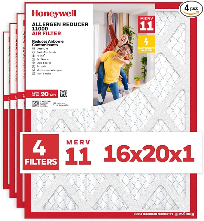 Honeywell 16x20x1 MERV 11 Allergen Reducer 11000 Electrostatic Pleated HVAC AC by HoneywellAirComfort