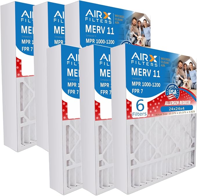 AIRX FILTERS WICKED CLEAN AIR. 24x24x4 Air Filter MERV 11 Electrostatic Pleated by AIRXFILTERSWICKEDCLEANAIR