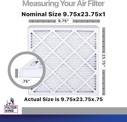 Filter King 9.75x23.75x1 Air Filter | 4-PACK | Carbon MERV 8 HVAC Pleated A/C - Image 2