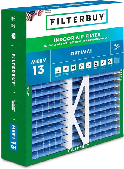 Filterbuy 16x22x5 Air Filter MERV 13 Optimal Smoke & Allergy Defense, Pleated by Filterbuy