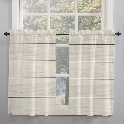 Vintage Country Wooden Board Window Valance Curtains, Gradient Wood Grain Line by IDOWMAT