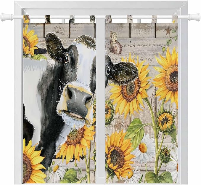 Yellow Sunflowers Bathroom Curtains 63 Inch Length, Window Curtains Tab Top by Unknown