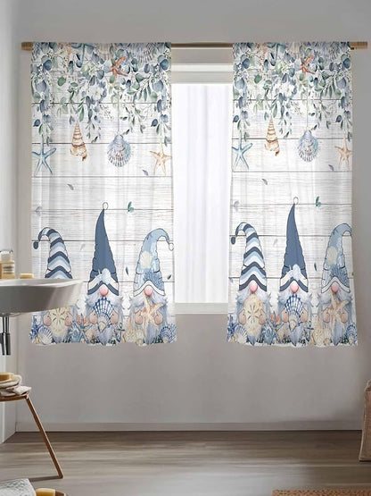 Sheer Curtains 63 Inch Length, Coastal Eucalyptus Leaf Semi Sheer Curtains - Image 5