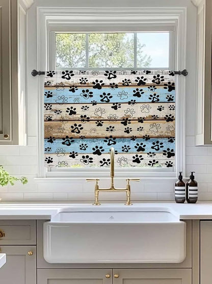 Sheer Curtains 54 Inch Length, Vintage Farmhouse Rustic Wooden Grain Privacy - Image 3
