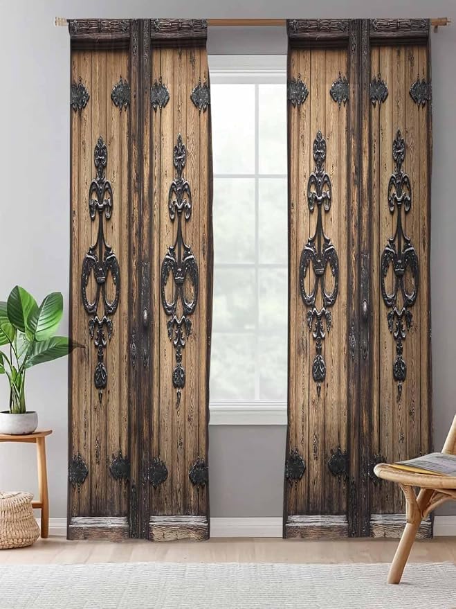 Sheer Curtains 84 Inches Long, Barn Door Semi Sheer Curtains Light Filtering - Image 5