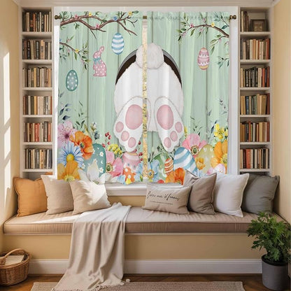 Easter Window Curtains 63 Inch Long 2 Panel Set, Rod Pocket Bedroom Curtains & - Image 3