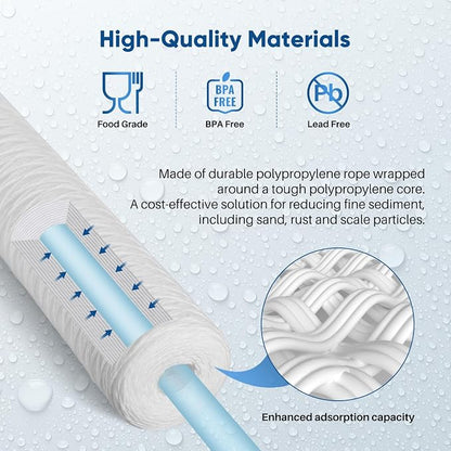 PUREPLUS 5 Micron 2.5" x 20" Whole House String Wound Sediment Filter - Image 5