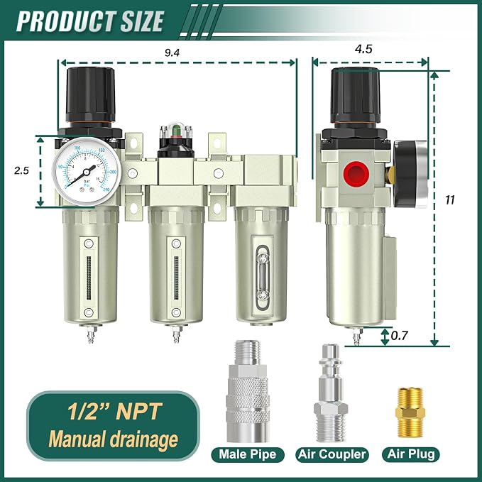 3 Stage Heavy Duty Industrial Grade 1/2" NPT Air Drying System - Image 2