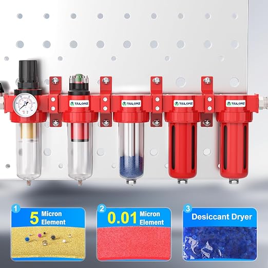 TAILONZ PNEUMATIC 0-150PSI 3/8 Inch NPT Red Industrial Grade 5 Stage Air Drying - Image 5