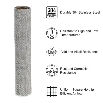 PATIKIL 40" L x 10" W Woven Wire Mesh, 30 Mesh 304 Stainless Steel Air Vent - Image 3