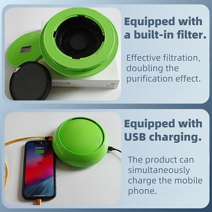 Portable Car Air Purifier with Built-in Filter, USB Charging - Image 4