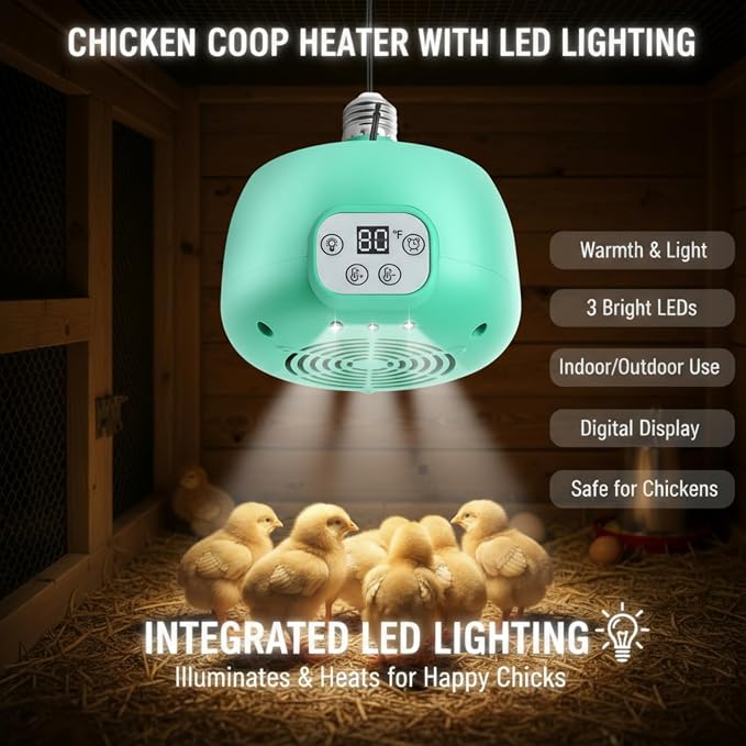 Enhon 1 Set Chicken Coop Heater, Timing Heat Lamp - Image 4