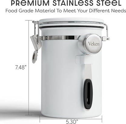 Veken Coffee Canister with Window, Airtight Stainless Steel Kitchen Food - Image 2