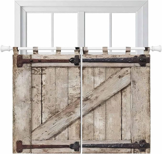 Farmhouse Wood Grain Bedroom Curtains 63 Inch Length, Window Curtains Tab Top by Unknown