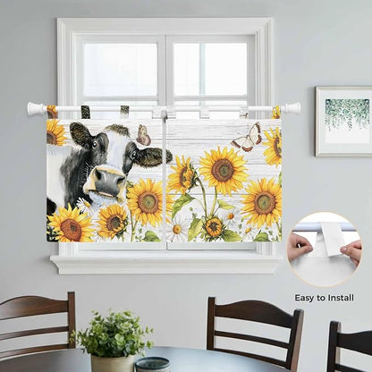 Retro Farmhouse Floral Kitchen Curtains 36 Inch Length, Small Window Curtains - Image 4