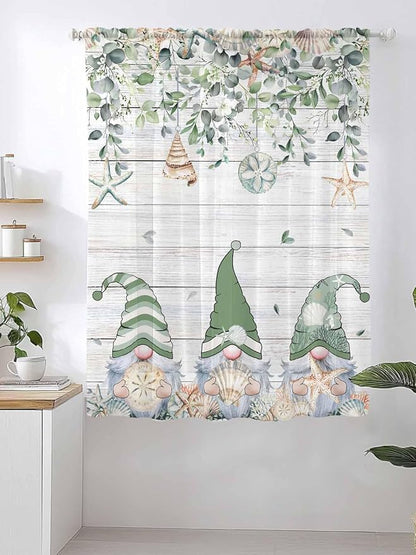 Sheer Curtains 72 Inches Long, Coastal Eucalyptus Leaf Semi Sheer Curtains - Image 2