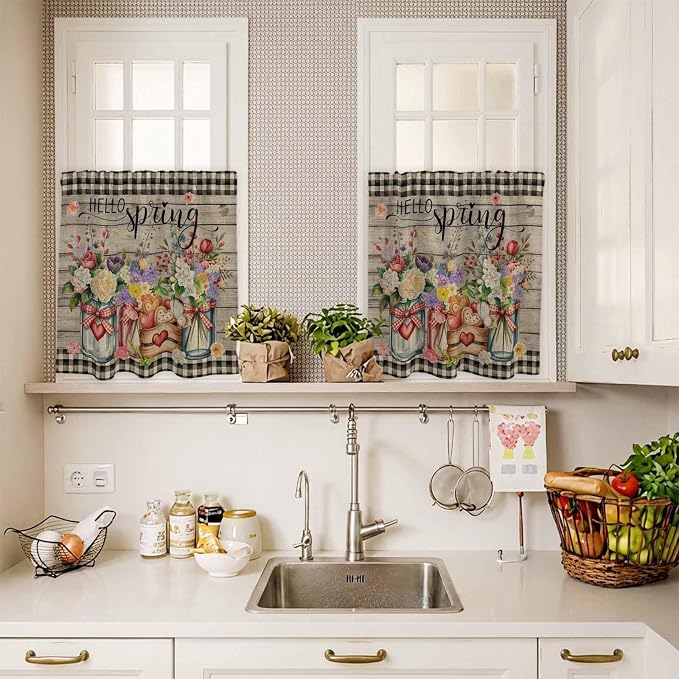 Spring Flowers Kitchen Curtains Set 3 Piece - Image 7