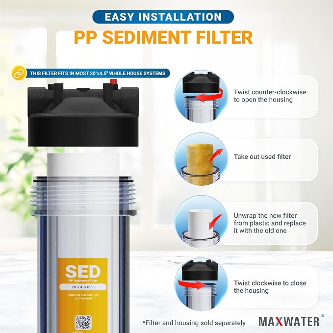 Max Water 5 Micron 20 x 4.5 Sediment Filter 20 inch Whole House BB Water - Image 5