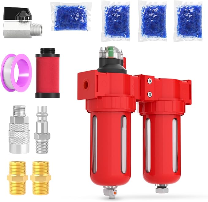 1/4" NPT Aluminium Air Drying System, Coalescing Filter, Desiccant Dryer and by MEANLINMEASURE