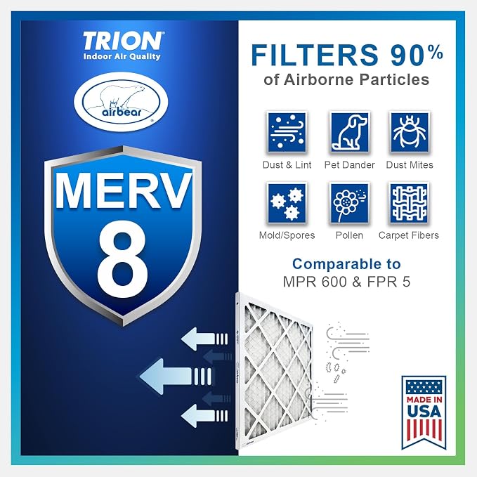 20x20x1 Air Filter MERV 8 TRION Air Bear Pleated HVAC Air Filters Replacement - Image 6