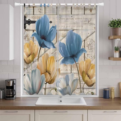 Blue Yellow Tulips Living Room Curtains 96 Inch Length, Window Curtains Tab Top - Image 9