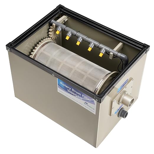 Rotary Drum Filter-3000GPH Canister Filter AC110-240V RDF Fully Automatic Water by Pinboer
