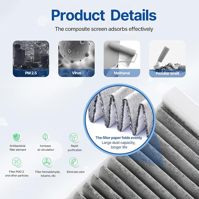 RUITO Cabin Air Filter includes Activated Carbon, Compatible - Image 3