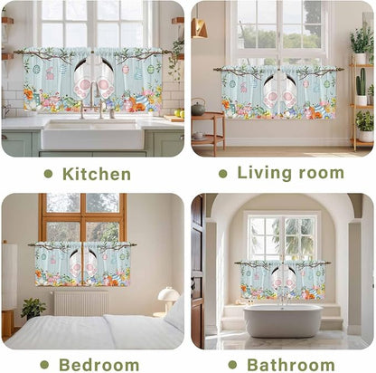Easter Bunny Kitchen Tier Curtains 24 Inch Long 2 Panel Set, Rod Pocket Cafe - Image 8