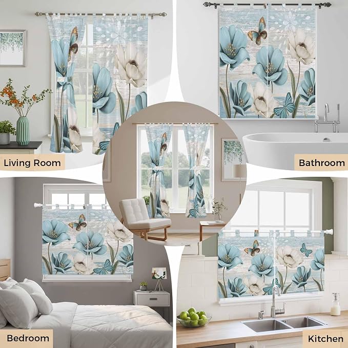 Spring Floral Living Room Curtains 84 Inch Length, Window Curtains Tab Top - Image 7